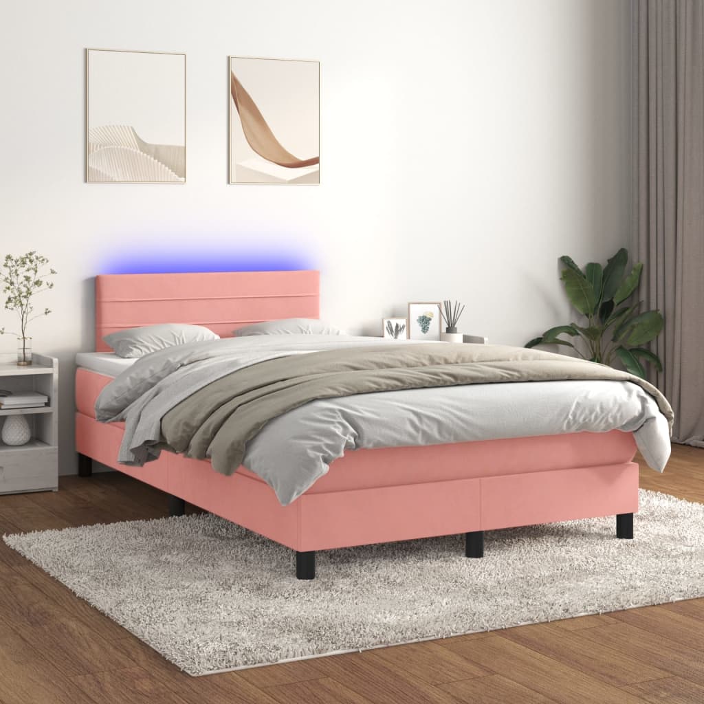 Boxspring Met Matras En Led Fluweel
