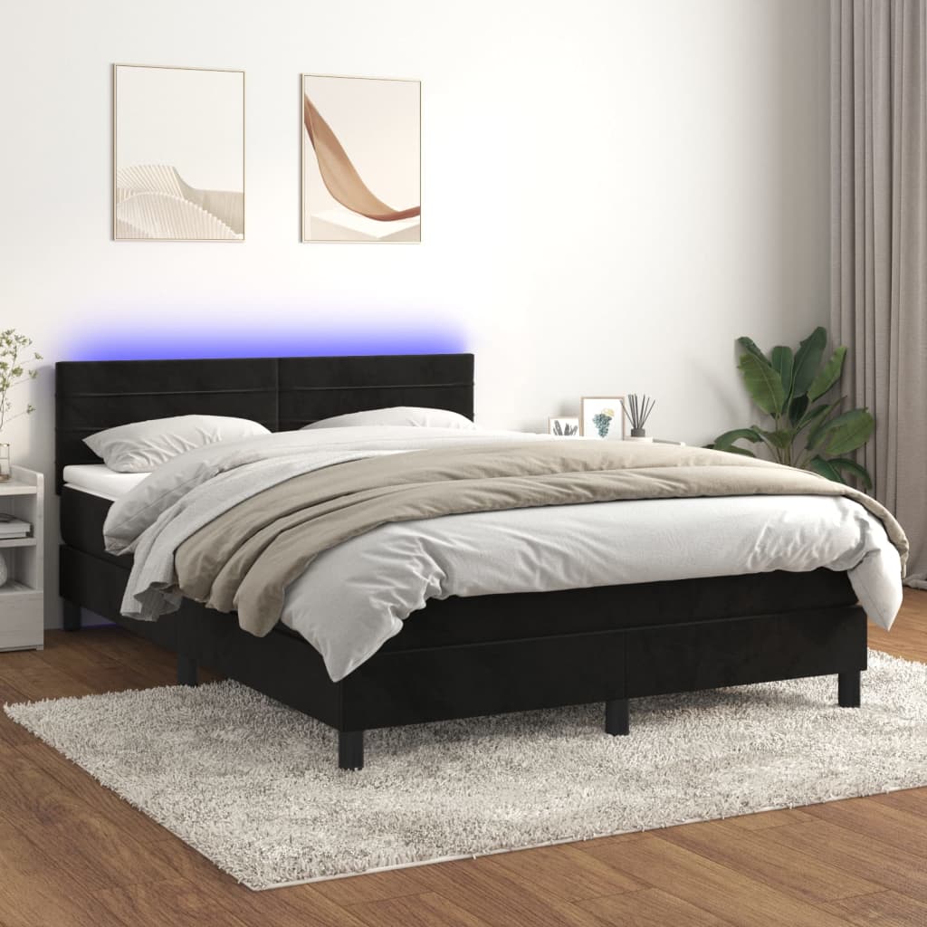 Boxspring Met Matras En Led Fluweel