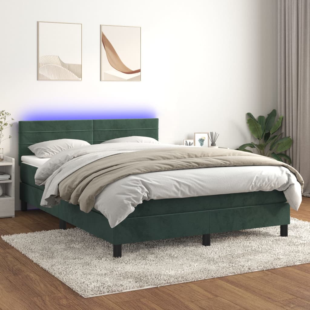 Boxspring Met Matras En Led Fluweel