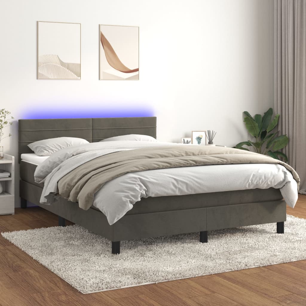 Boxspring Met Matras En Led Fluweel