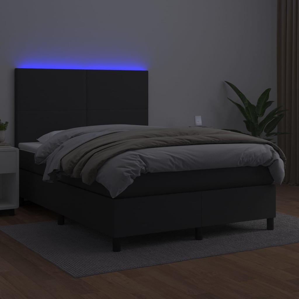 Boxspring Met Matras En Led Kunstleer