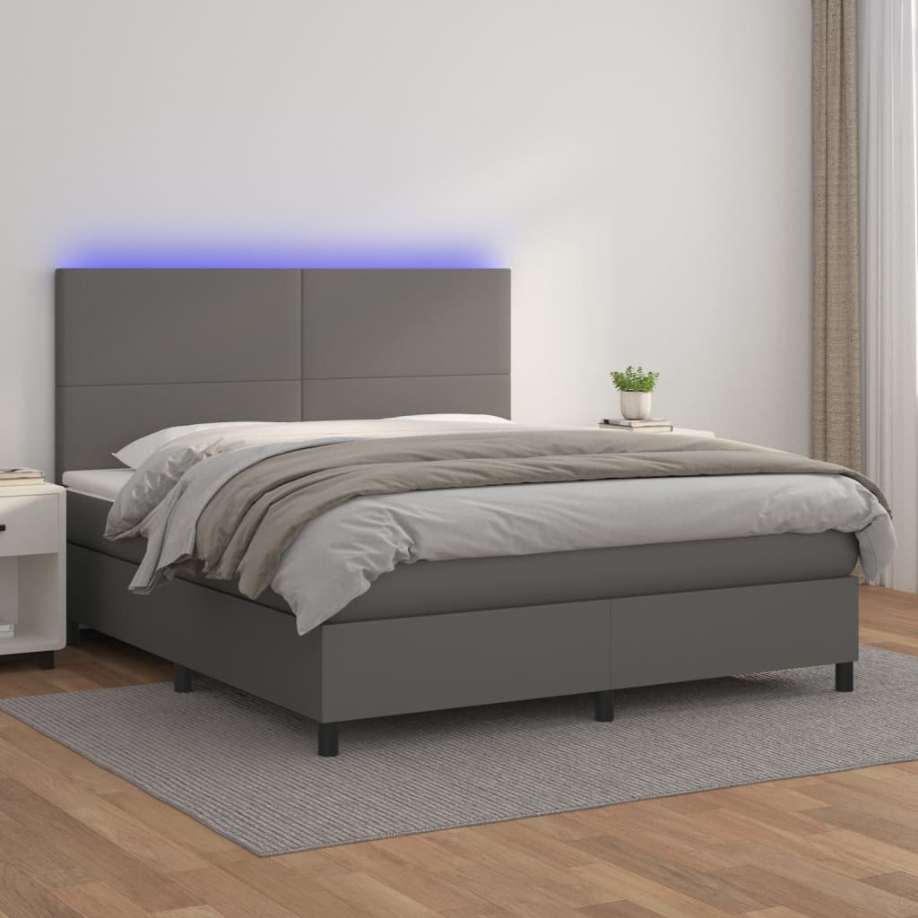 Boxspring Met Matras En Led Kunstleer