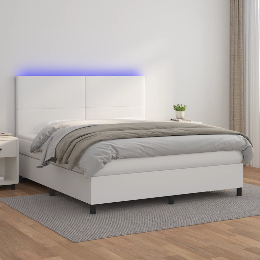 Boxspring Met Matras En Led Kunstleer