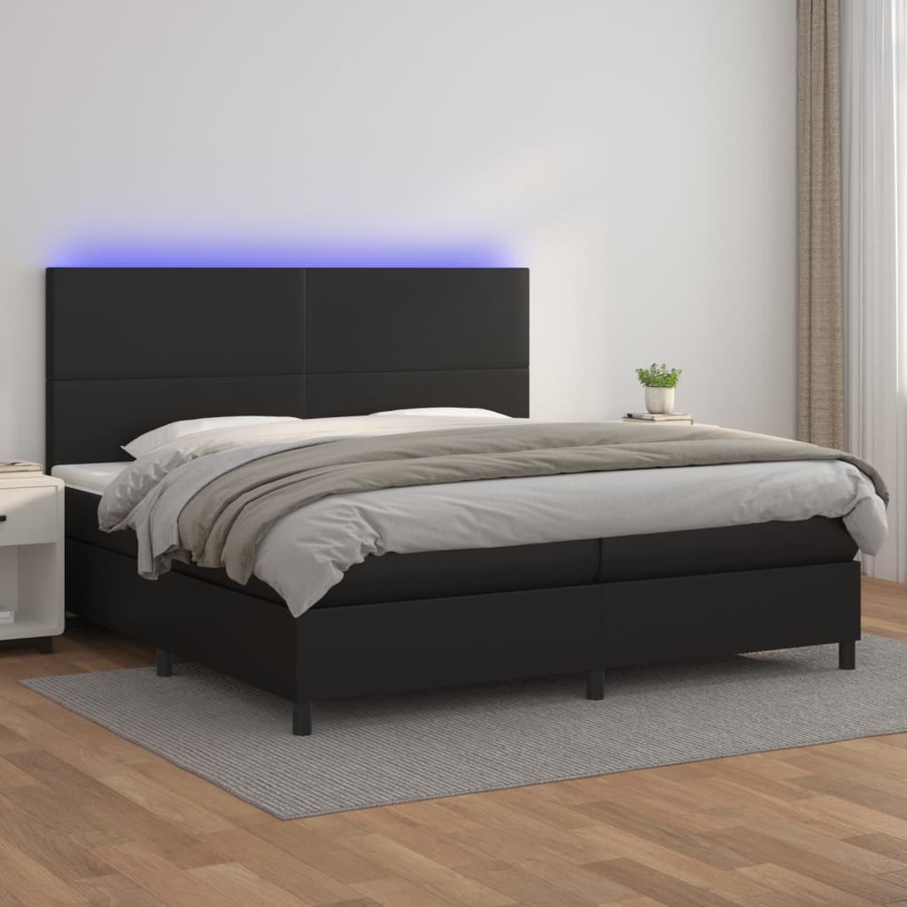 Boxspring Met Matras En Led Kunstleer