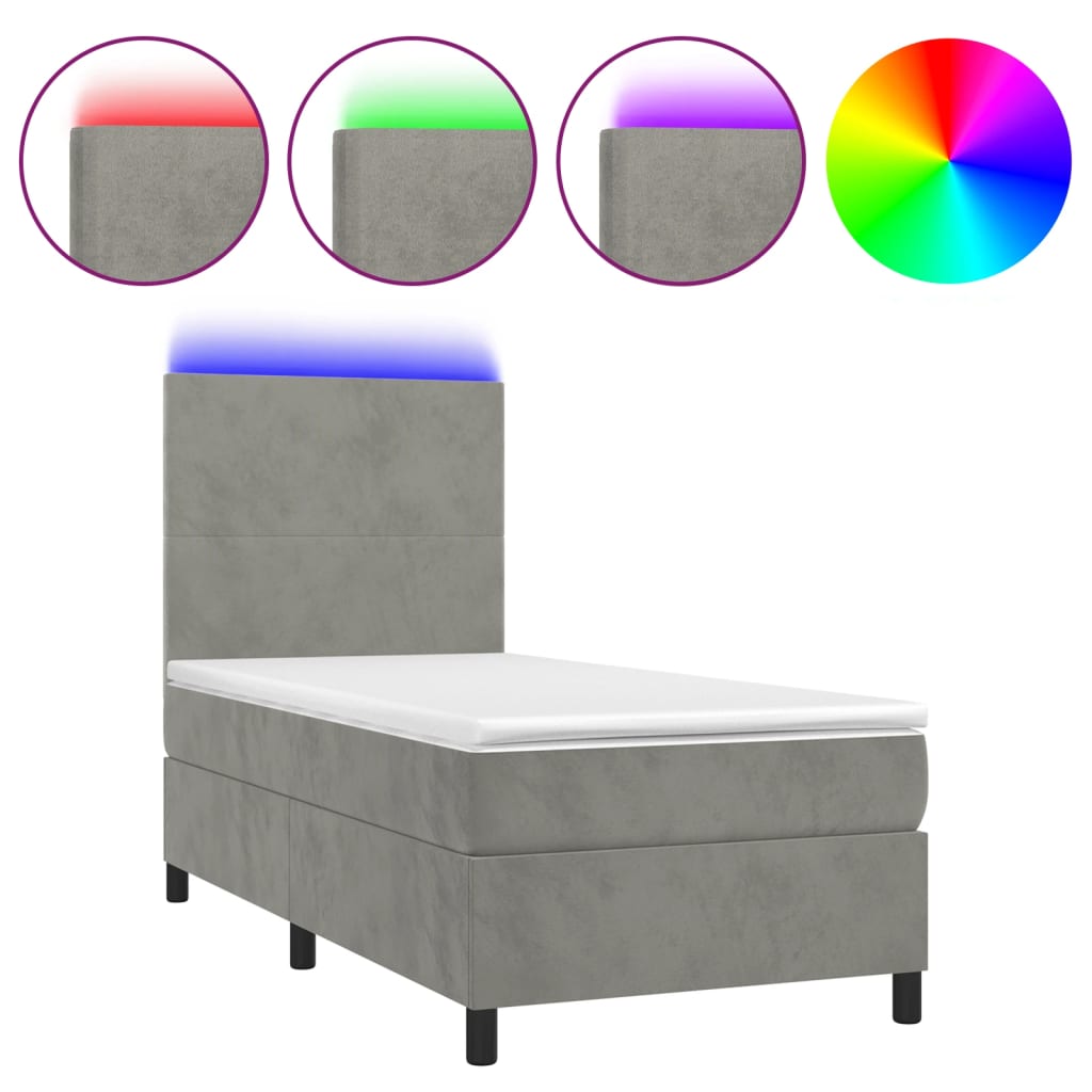 Boxspring Met Matras En Led Fluweel