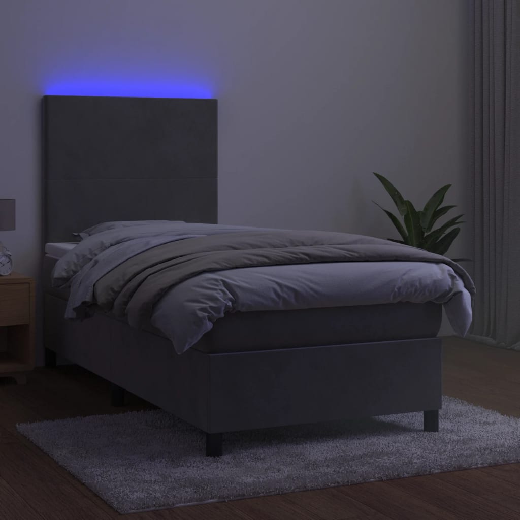 Boxspring Met Matras En Led Fluweel
