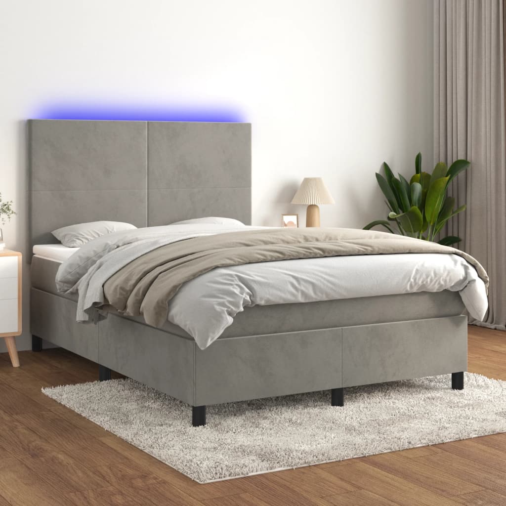Boxspring Met Matras En Led Fluweel