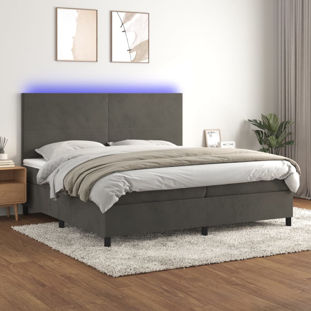 Boxspring Met Matras En Led Fluweel