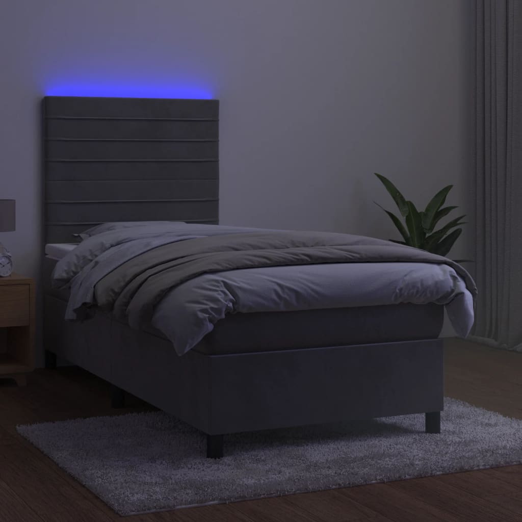 Boxspring Met Matras En Led Fluweel