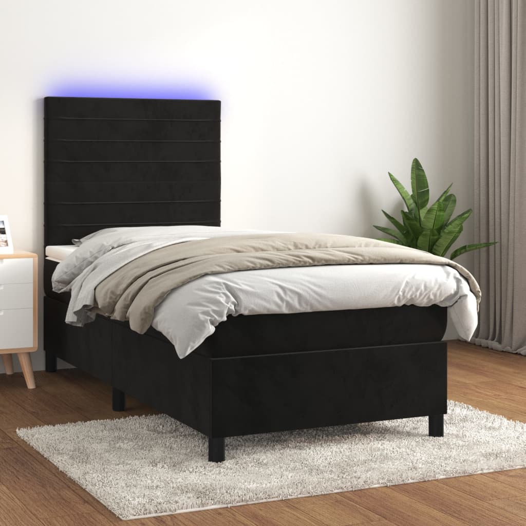 Boxspring Met Matras En Led Fluweel