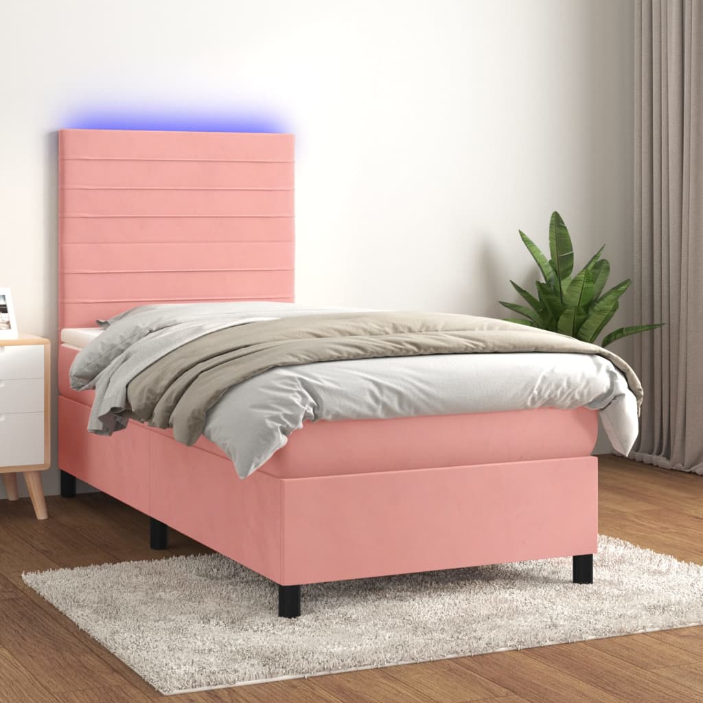 Boxspring Met Matras En Led Fluweel