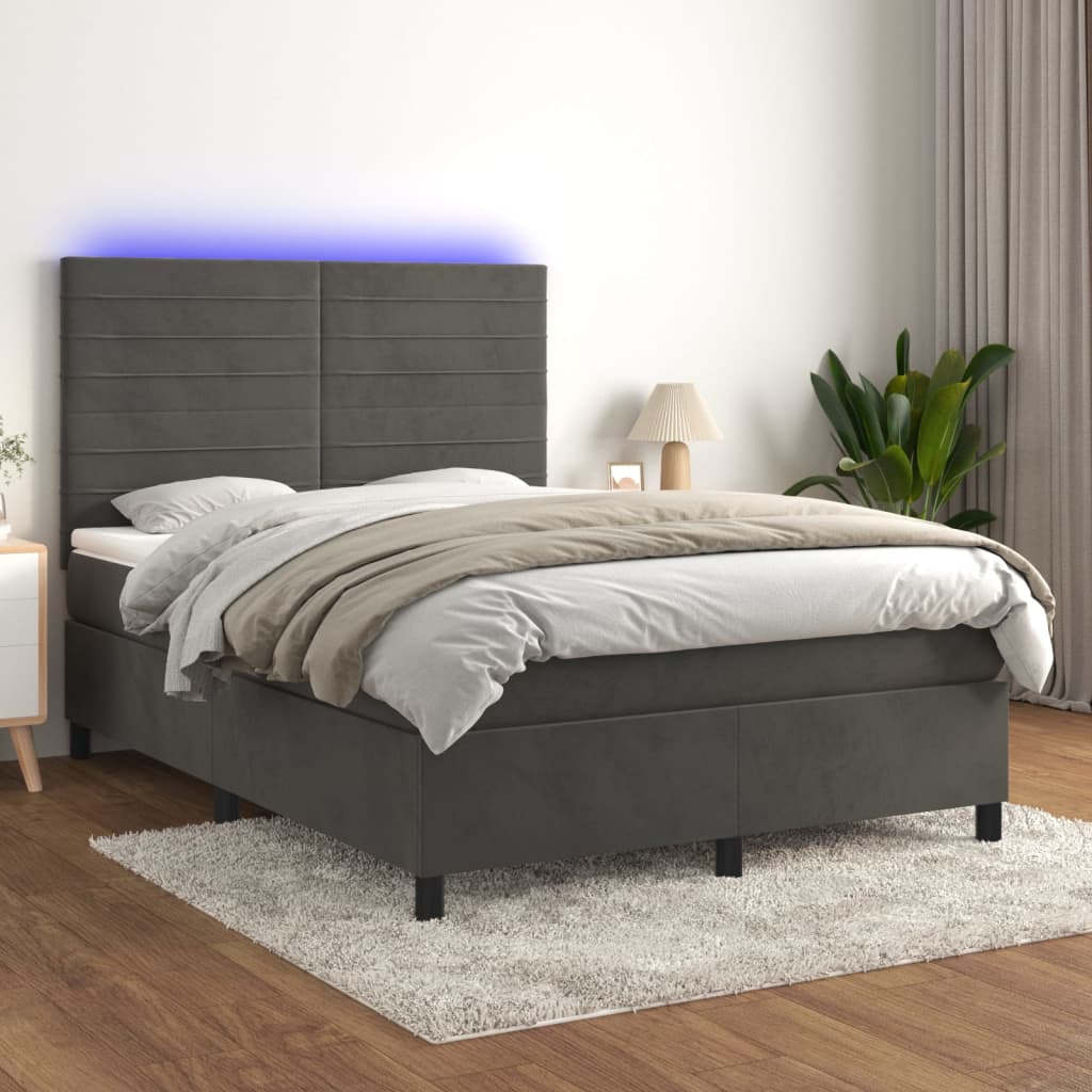 Boxspring Met Matras En Led Fluweel