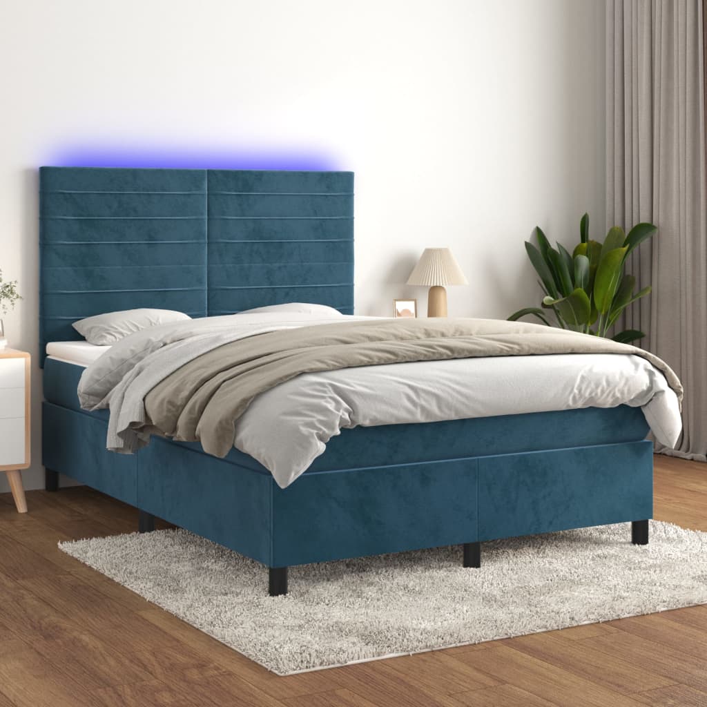 Boxspring Met Matras En Led Fluweel