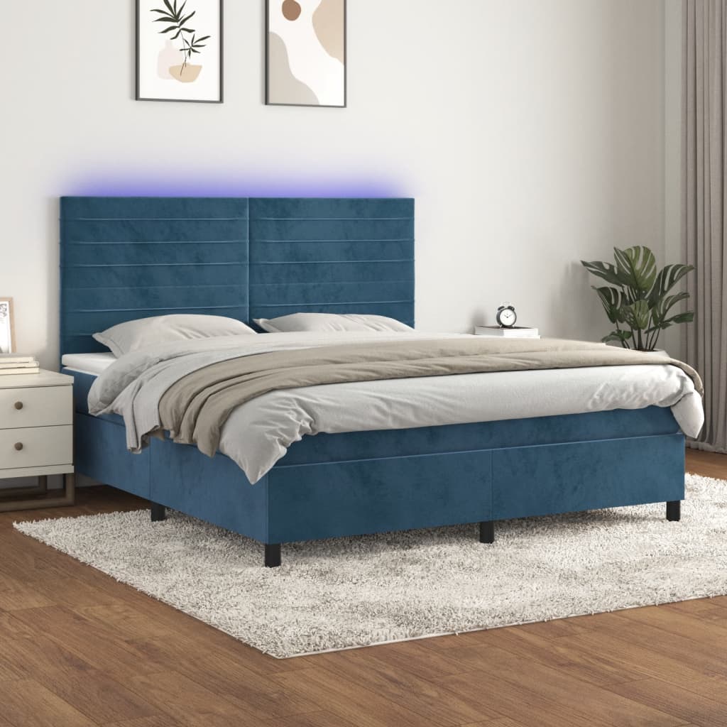 Boxspring Met Matras En Led Fluweel