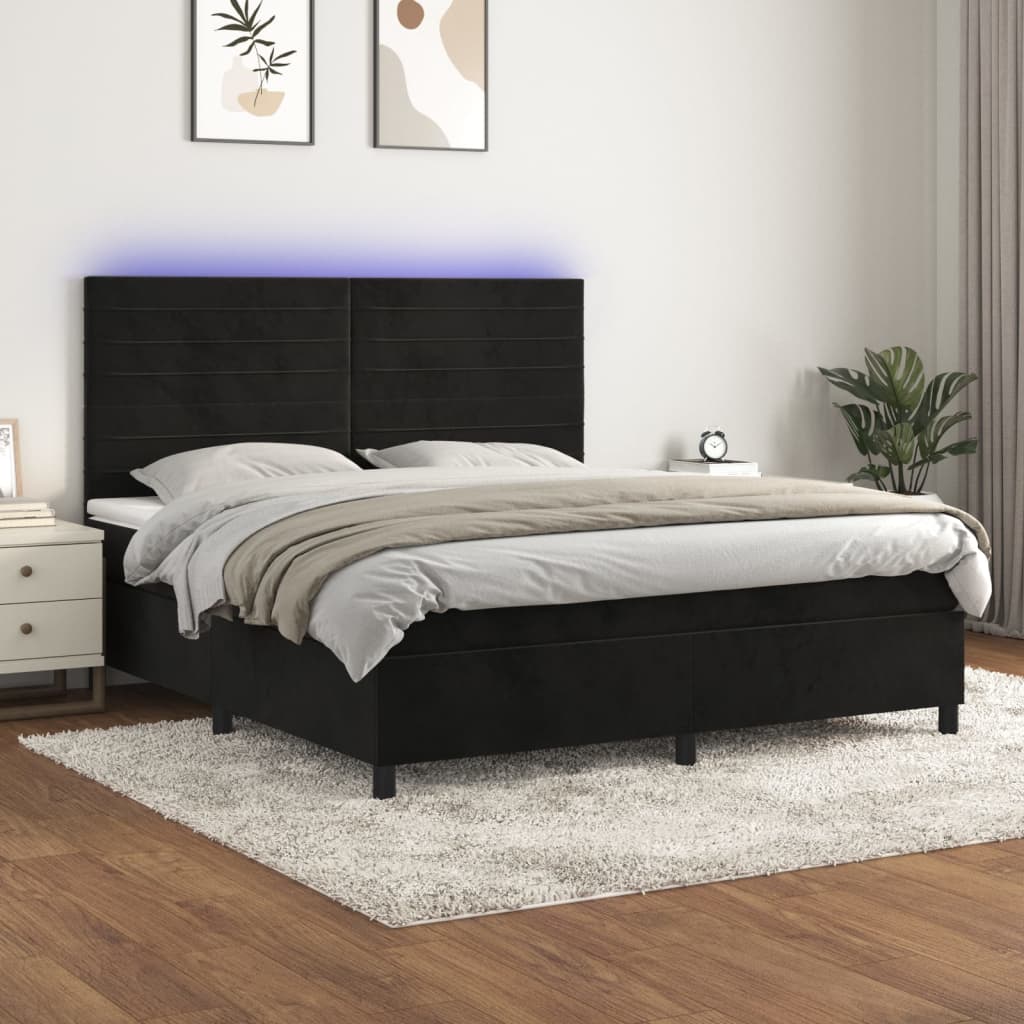 Boxspring Met Matras En Led Fluweel
