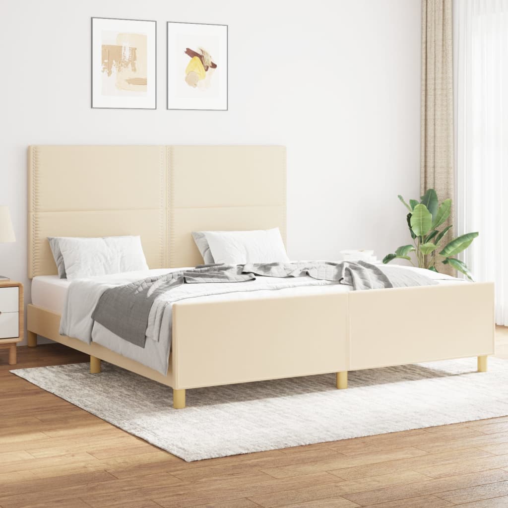 Bedframe Zonder Matras Stof Kleurig