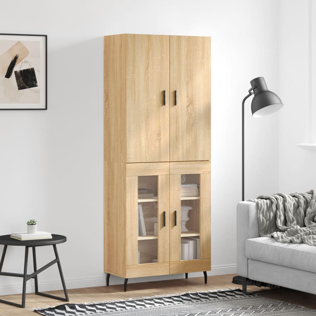 Hoge Kast 69,5X34X180 Cm Bewerkt Hout Kleurig