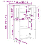 Hoge Kast 62X32X106,5 Cm Bewerkt Hout Kleurig