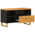 Tv-Meubel 80X33,5X46 Cm Massief Mangohout Bruin En Zwart