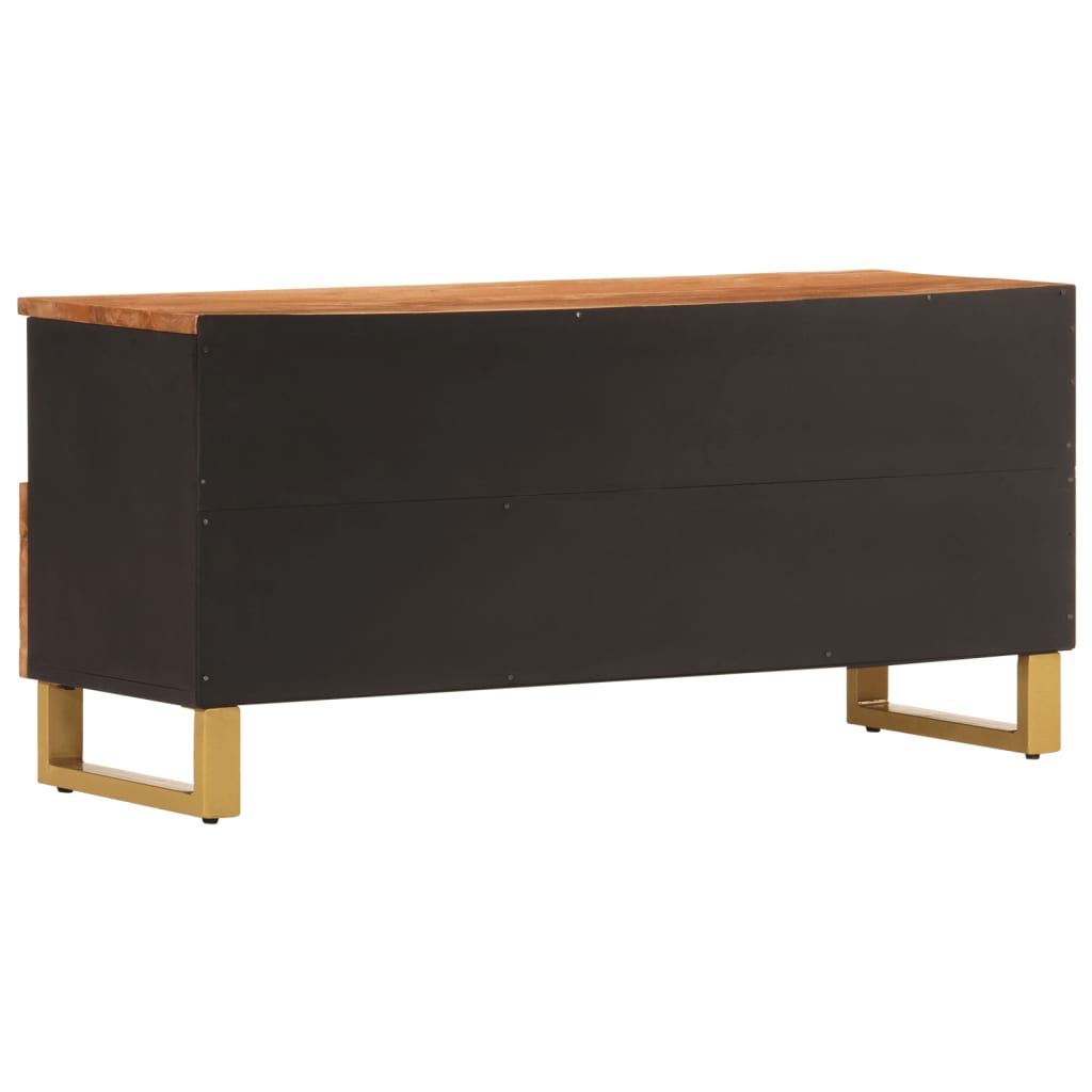 Tv-Meubel 100X33,5X46 Cm Massief Mangohout Bruin En Zwart