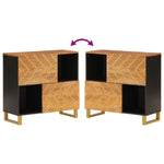 Dressoir 80X33,5X75 Cm Massief Mangohout Bruin En Zwart