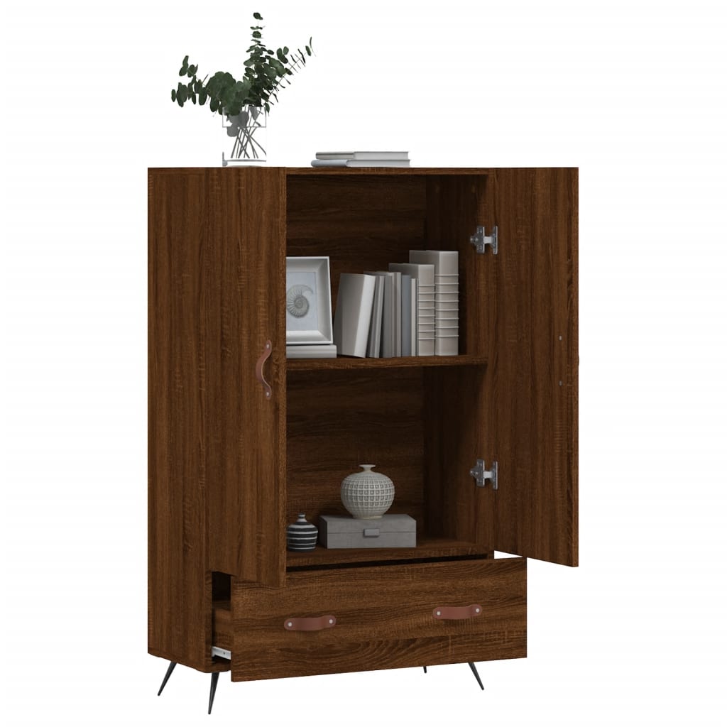 Hoge Kast 69,5X31X115 Cm Bewerkt Hout Bruin Eikenkleur