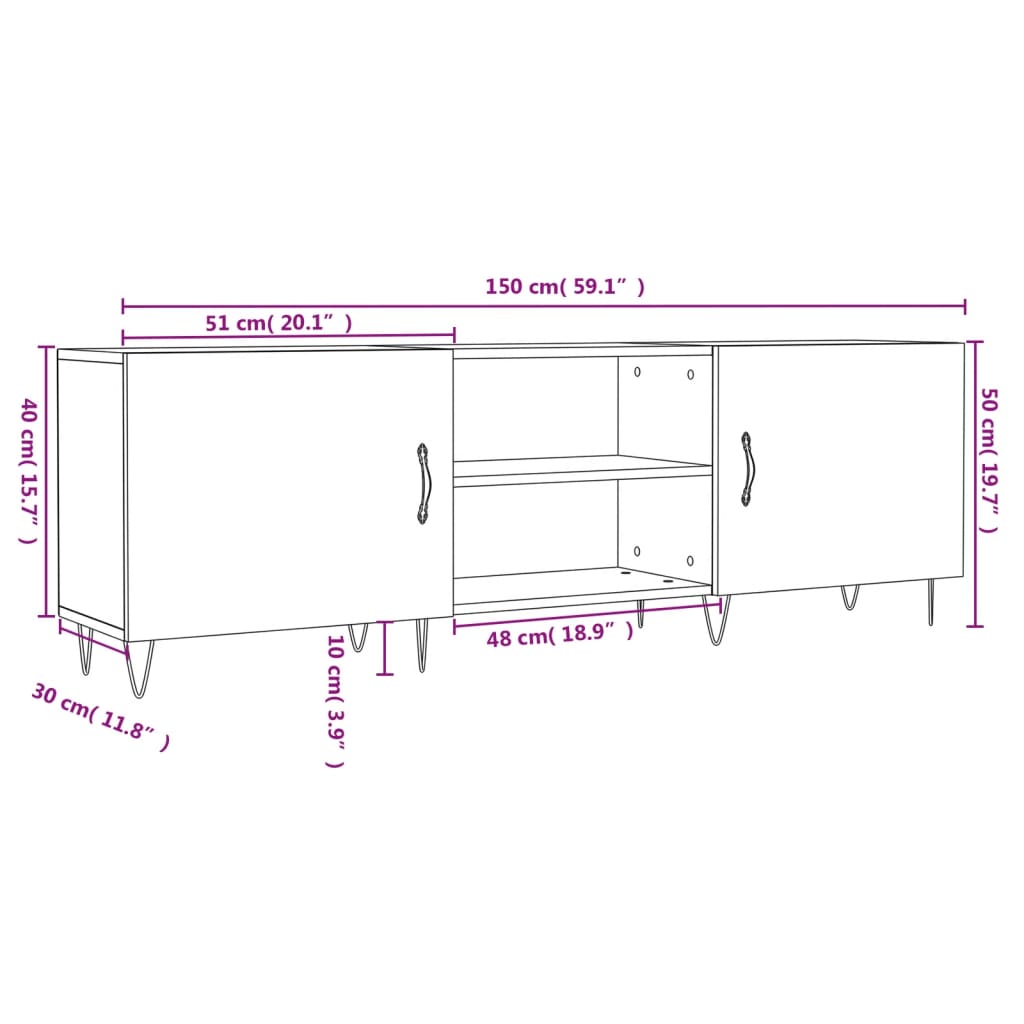 Tv-Meubel 150X30X50 Cm Bewerkt Hout