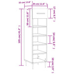 Schoenenkast 30X35X105 Cm Bewerkt Hout Eikenkleur