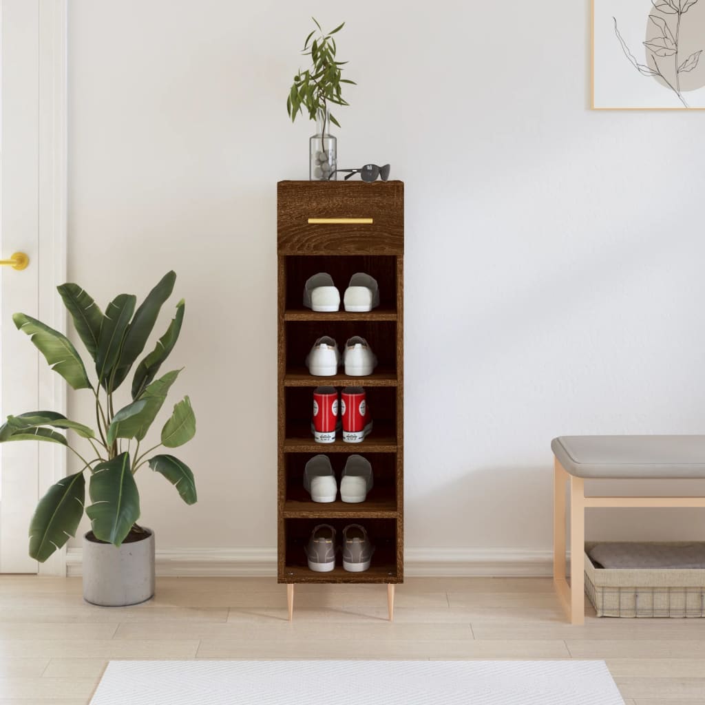 Schoenenkast 30X35X105 Cm Bewerkt Hout Eikenkleur