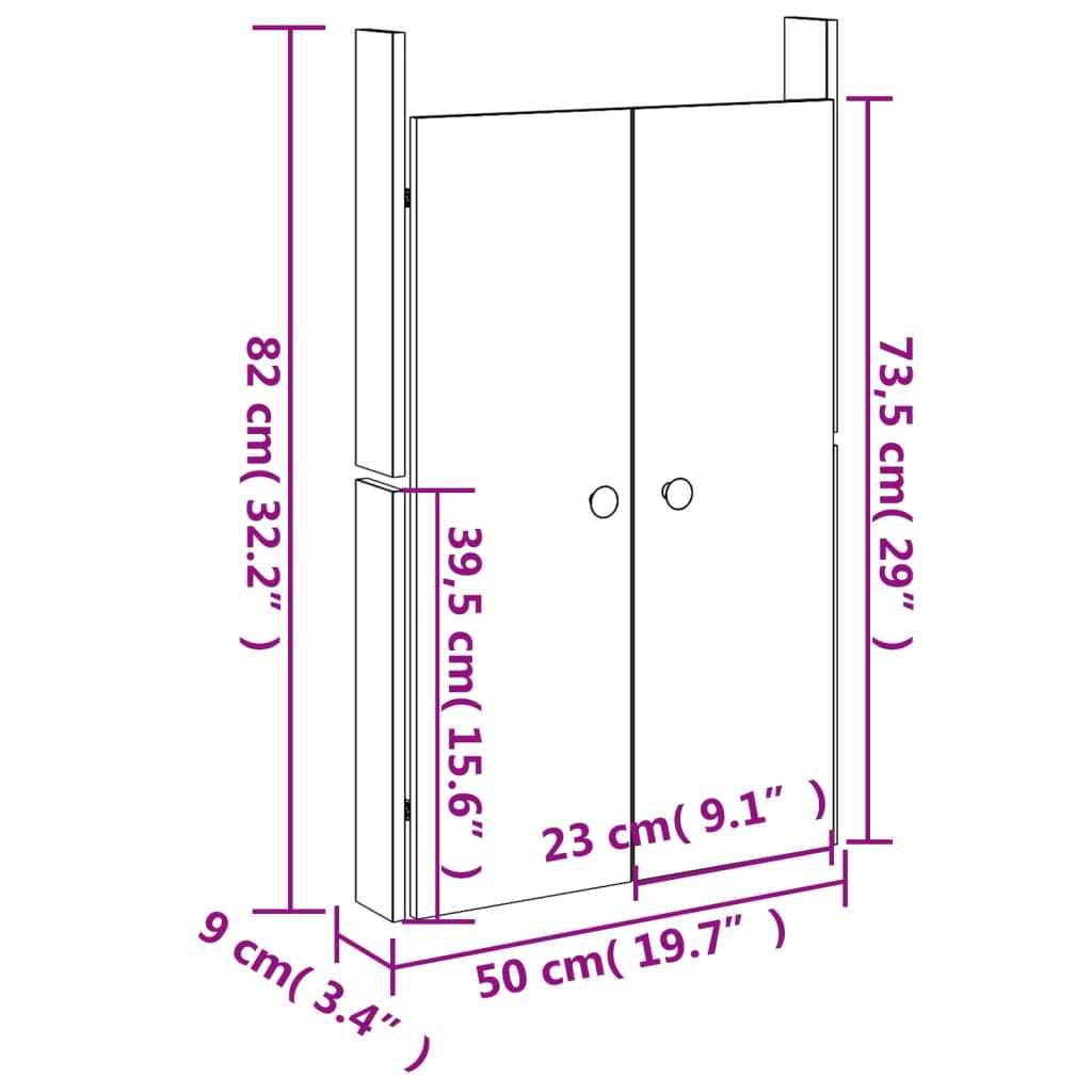 Kastdeurtjes Voor Buitenkeuken 50X9X82 Cm Massief Douglashout