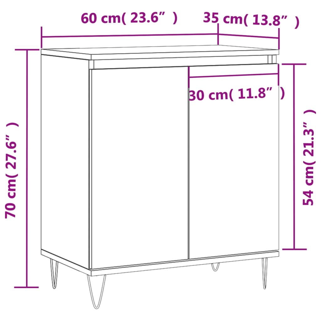 Dressoir 60X35X70 Cm Bewerkt Hout Kleurig