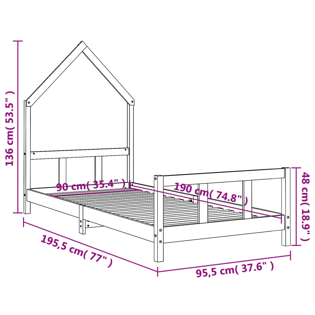 Kinderbedframe Massief Grenenhout