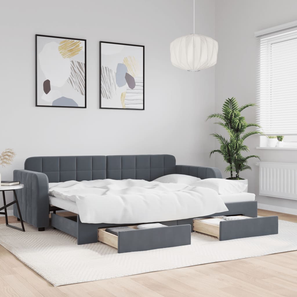 Slaapbank Met Onderschuifbed En Lades Fluweel