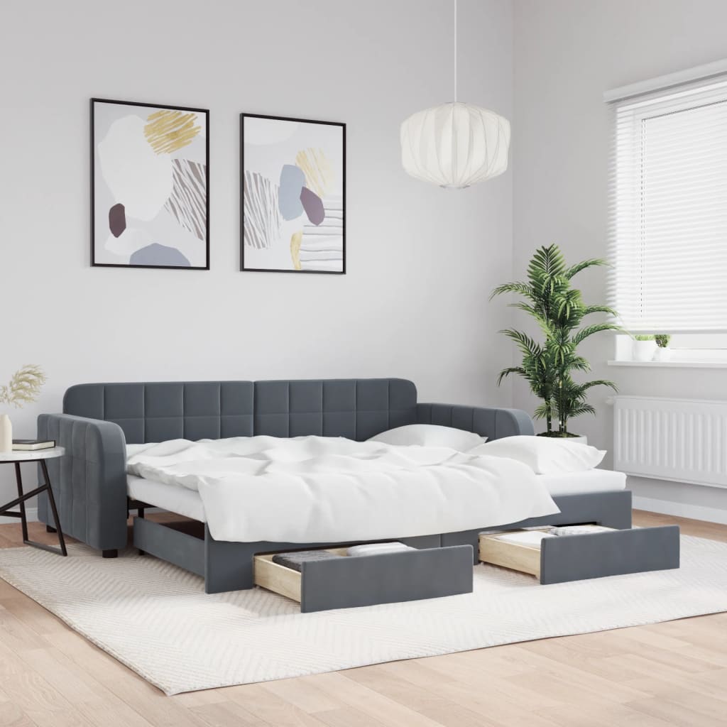 Slaapbank Met Onderschuifbed En Lades Fluweel