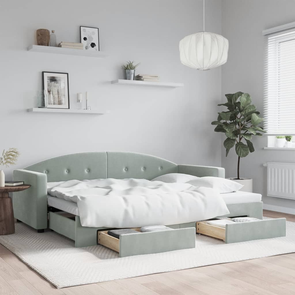 Slaapbank Met Onderschuifbed En Lades Fluweel