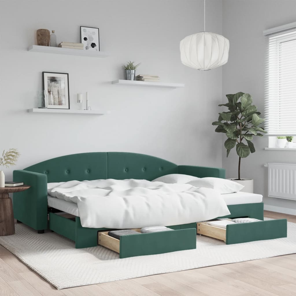 Slaapbank Met Onderschuifbed En Lades Fluweel