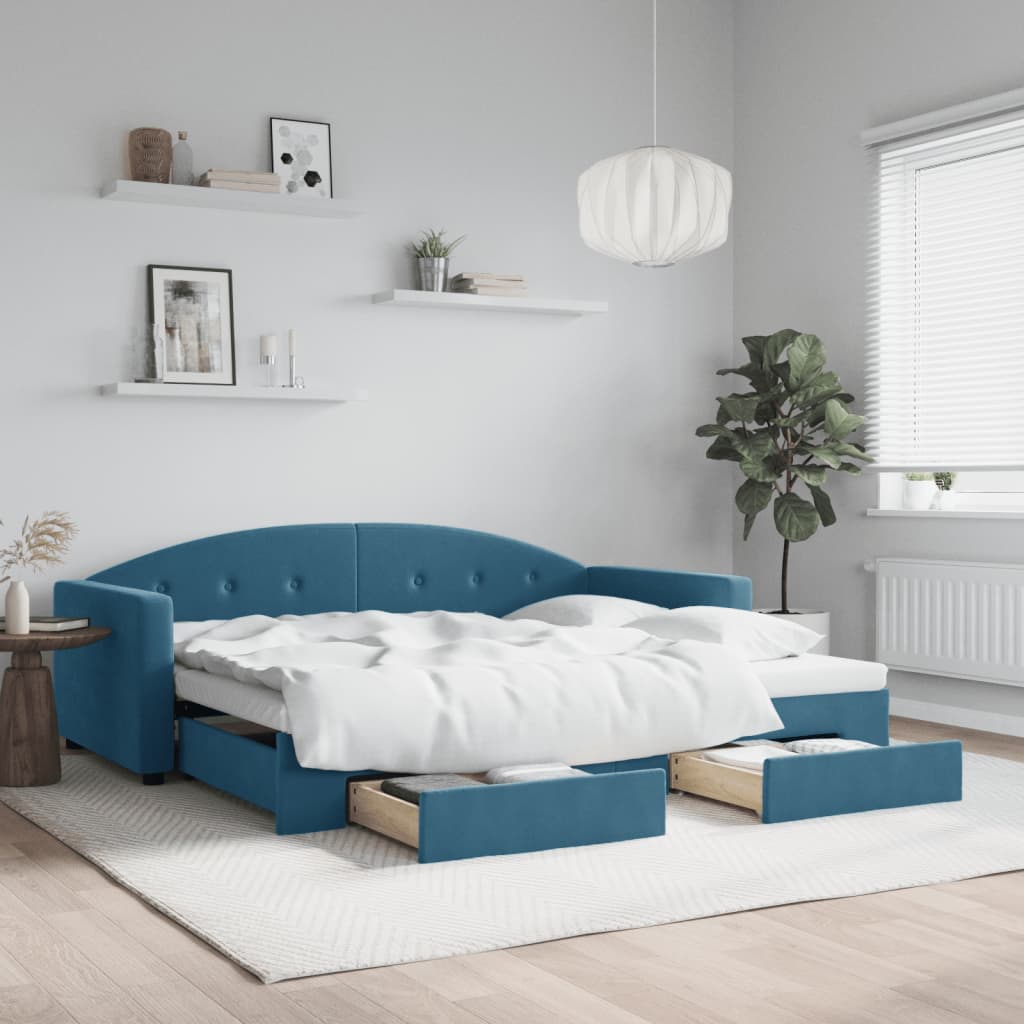 Slaapbank Met Onderschuifbed En Lades Fluweel