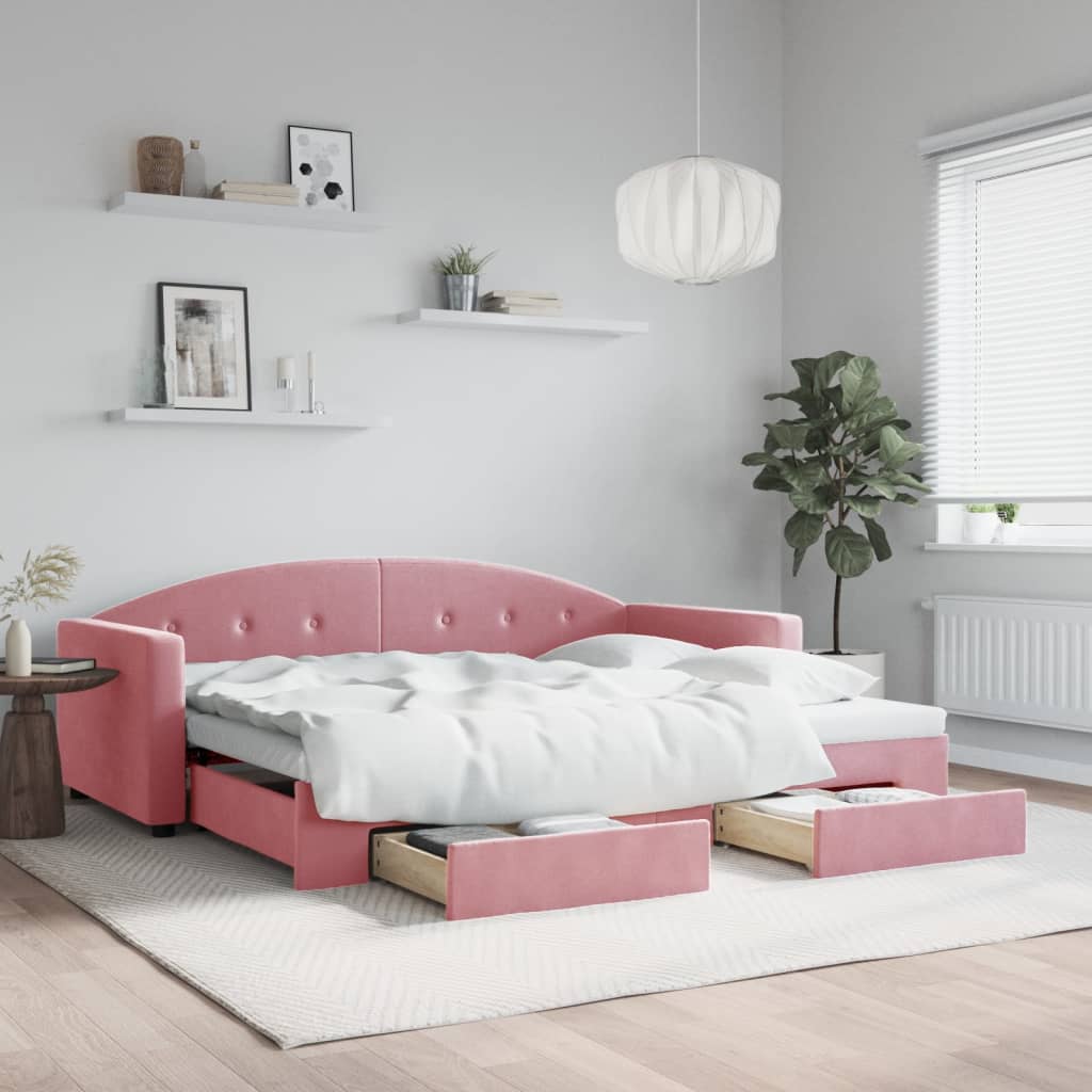Slaapbank Met Onderschuifbed En Lades Fluweel