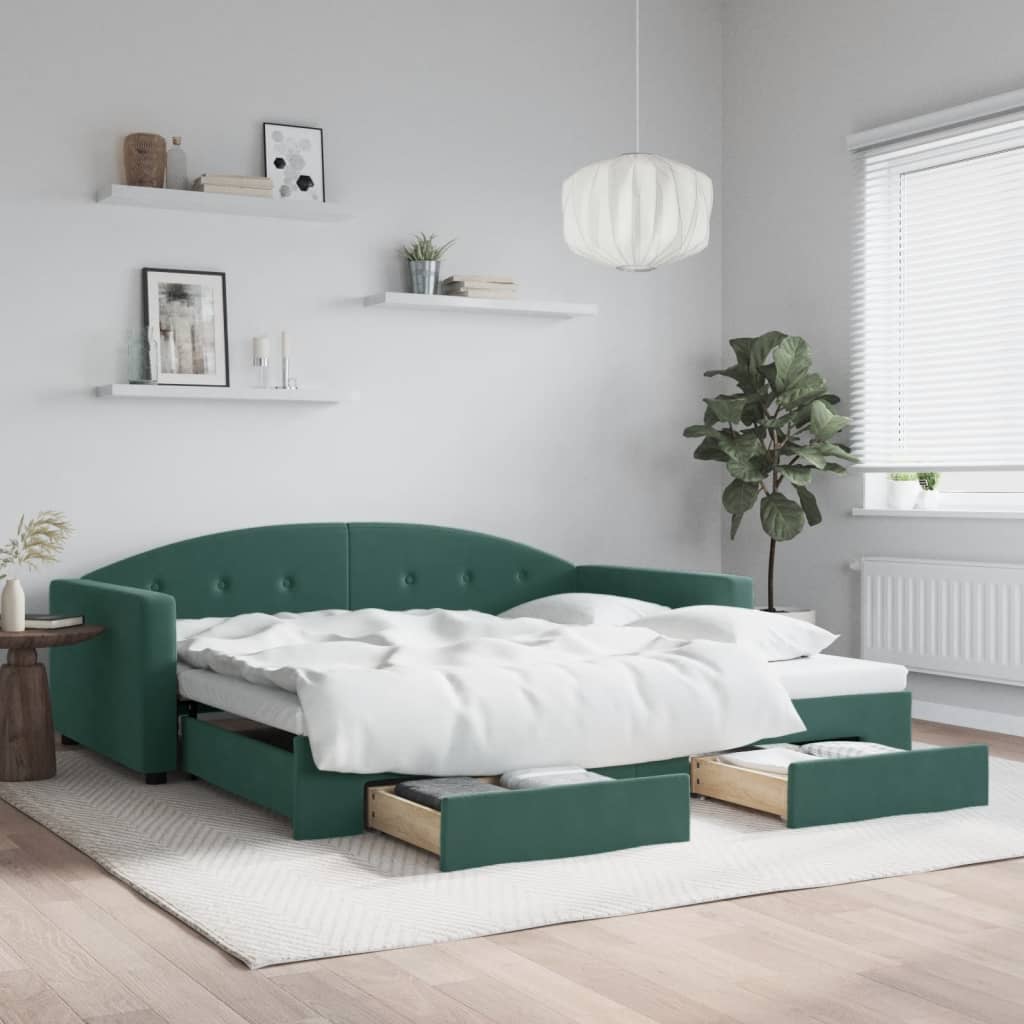 Slaapbank Met Onderschuifbed En Lades Fluweel