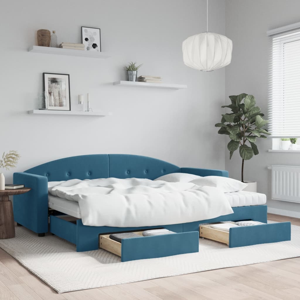 Slaapbank Met Onderschuifbed En Lades Fluweel