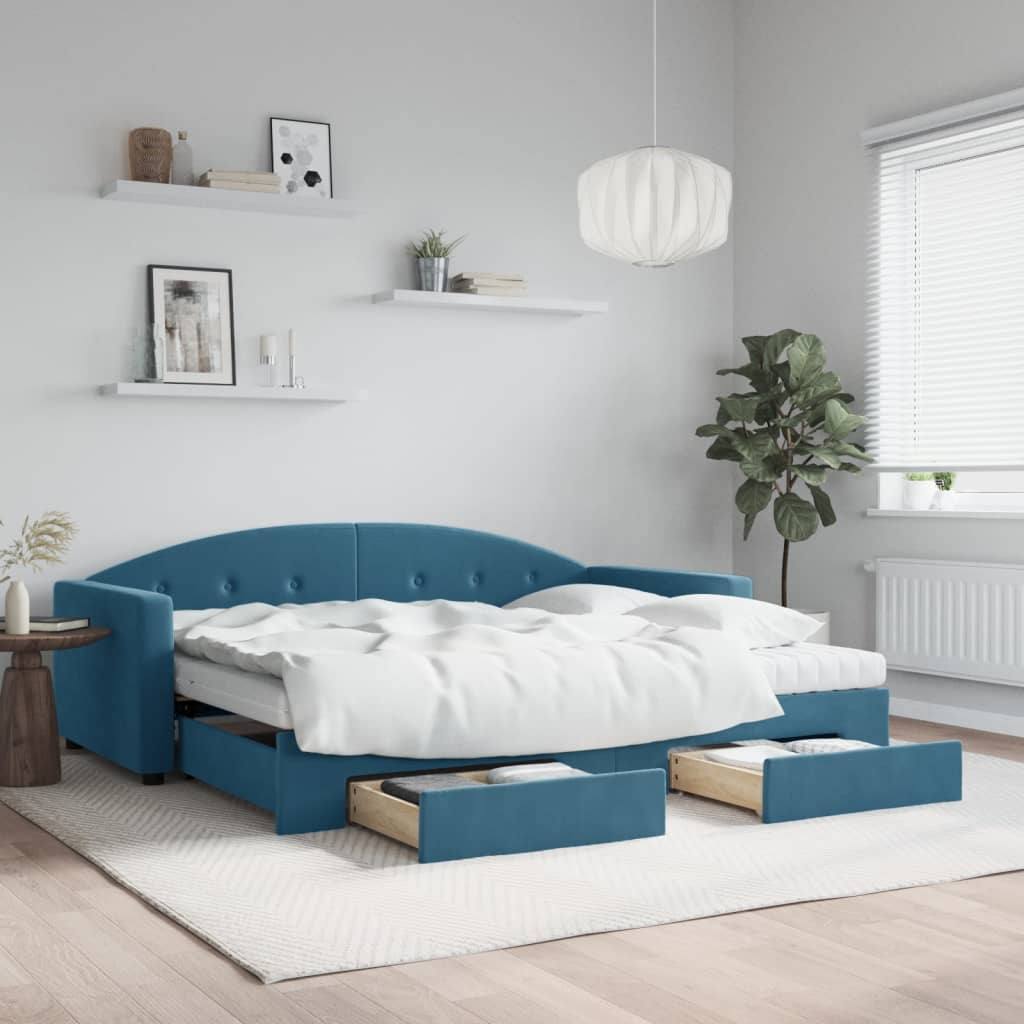 Slaapbank Met Onderschuifbed En Lades Fluweel