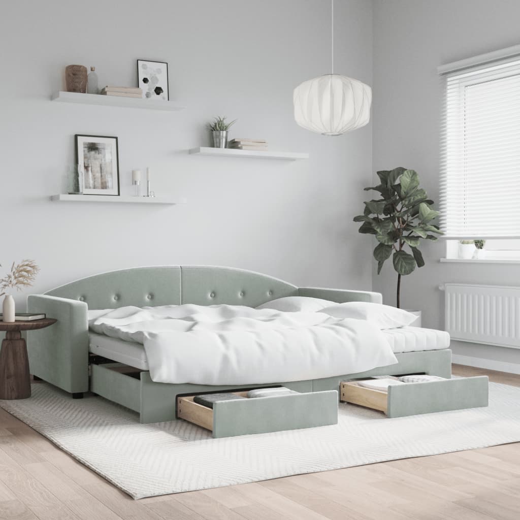 Slaapbank Met Onderschuifbed En Lades Fluweel
