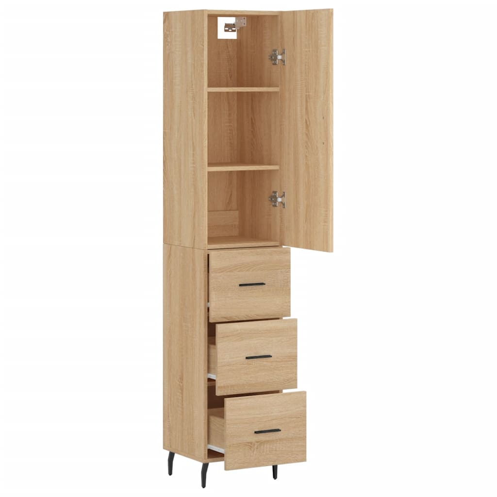 Hoge Kast 34,5X34X180 Cm Bewerkt Hout Kleurig