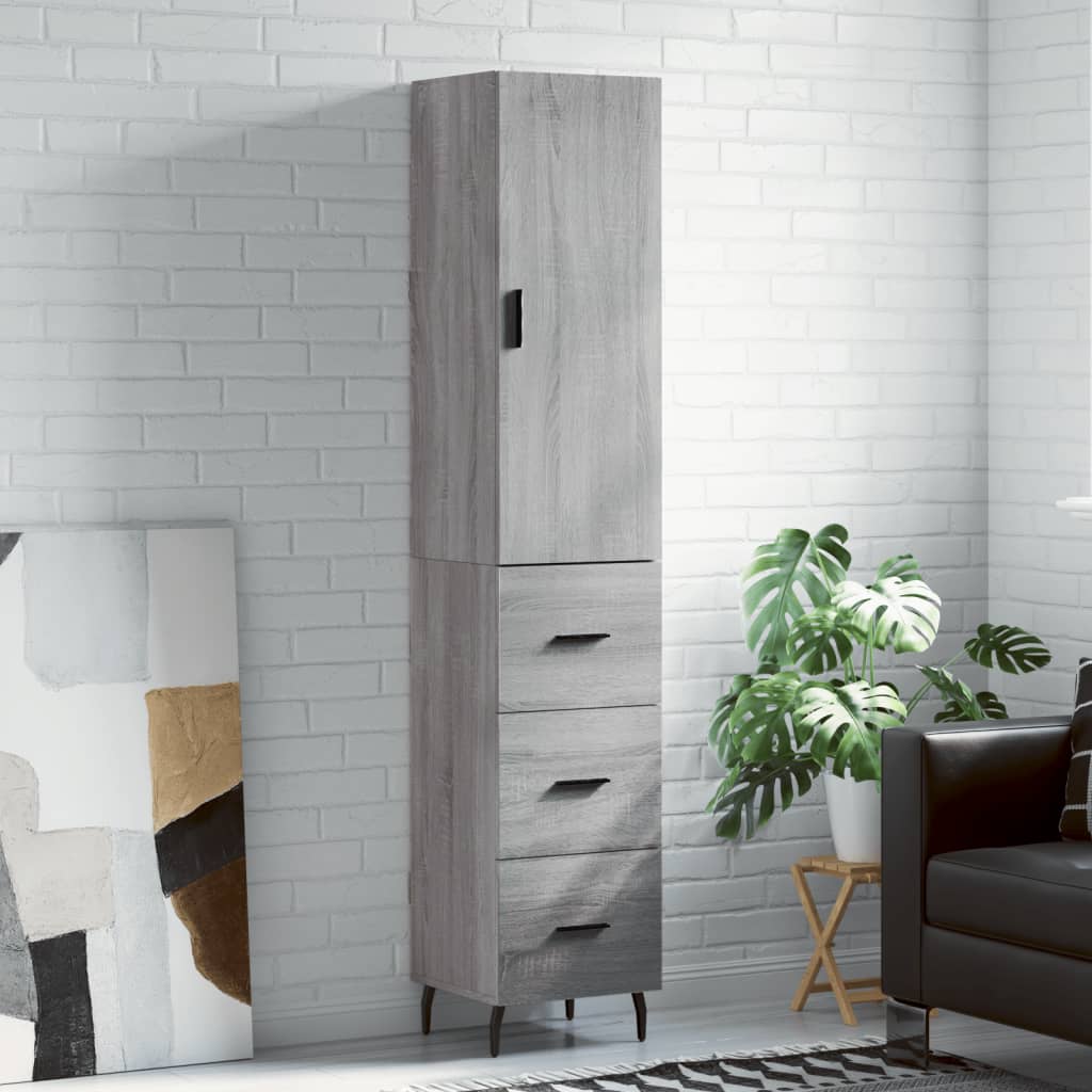 Hoge Kast 34,5X34X180 Cm Bewerkt Hout Kleurig