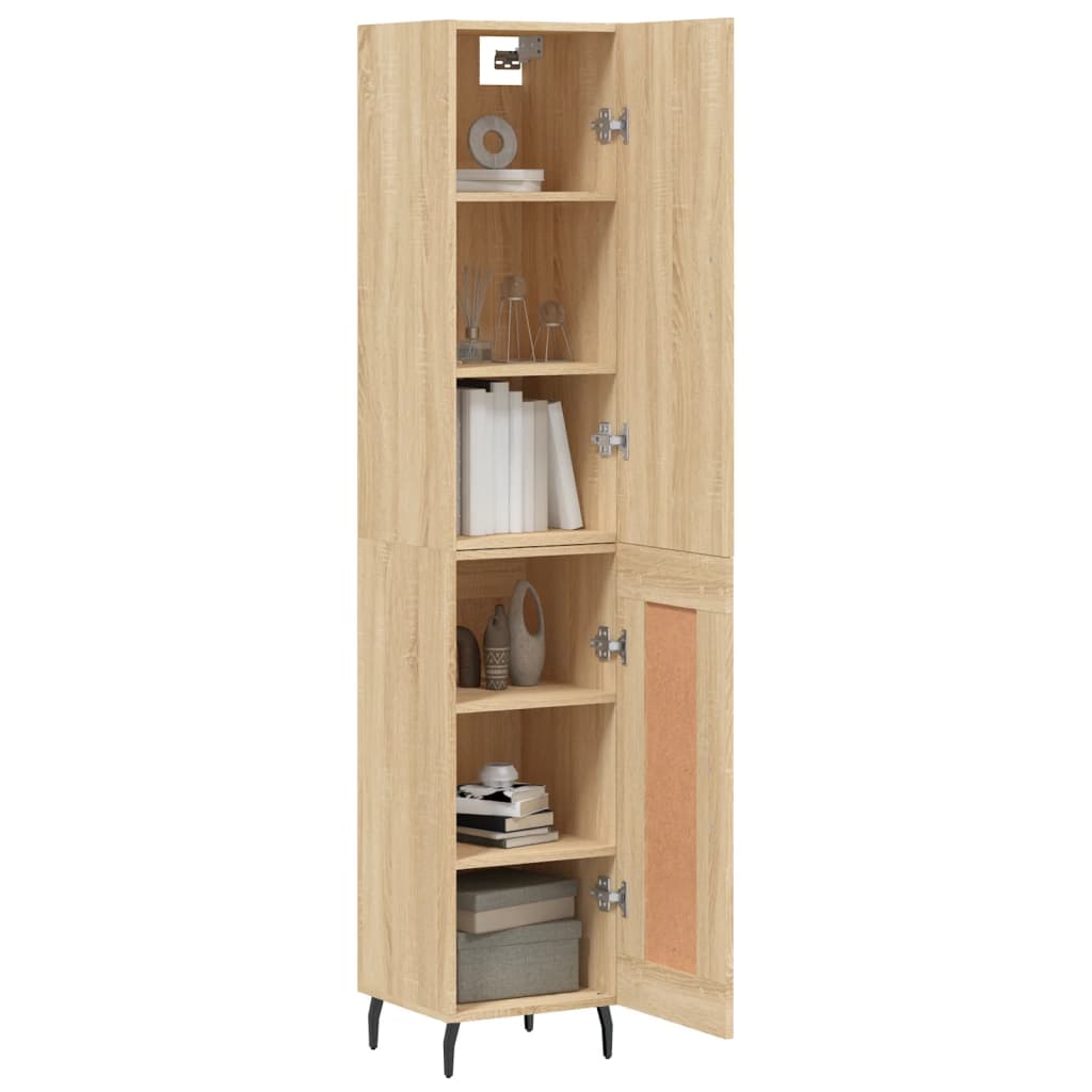 Hoge Kast 34,5X34X180 Cm Bewerkt Hout Kleurig