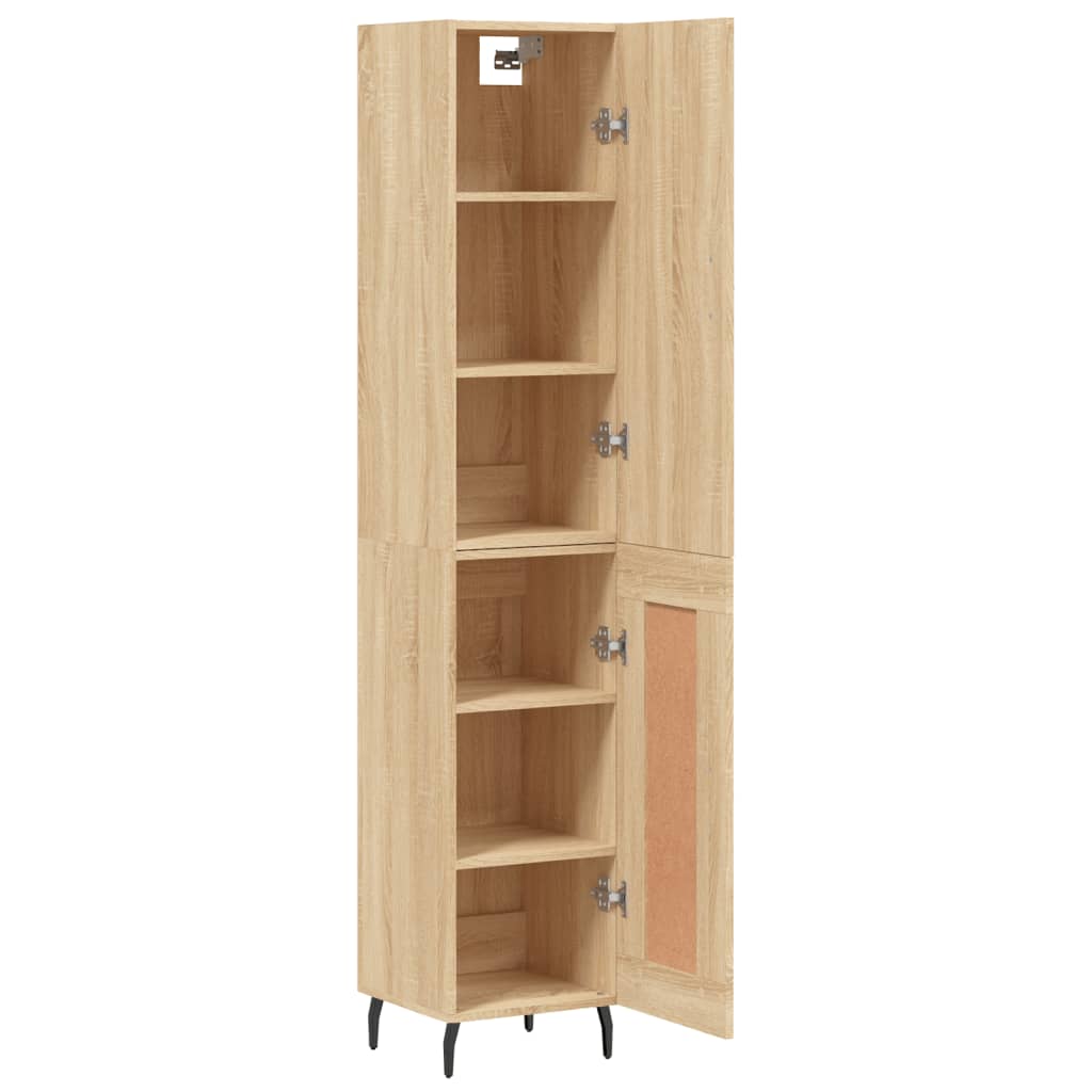 Hoge Kast 34,5X34X180 Cm Bewerkt Hout Kleurig