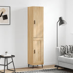 Hoge Kast 34,5X34X180 Cm Bewerkt Hout Kleurig