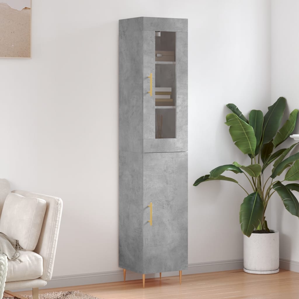 Hoge Kast 34,5X34X180 Cm Bewerkt Hout Eikenkleurig
