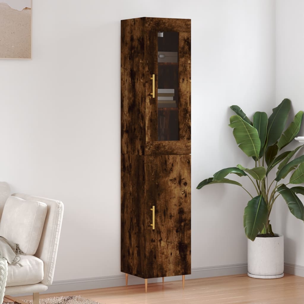 Hoge Kast 34,5X34X180 Cm Bewerkt Hout Eikenkleurig