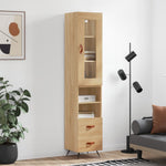 Hoge Kast 34,5X34X180 Cm Bewerkt Hout Eikenkleurig